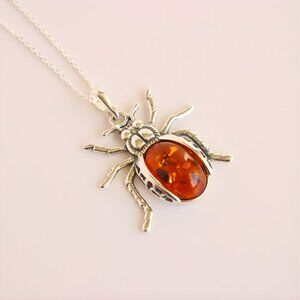 Baltic Amber Scarab Pendant Necklace (Pendant Only)